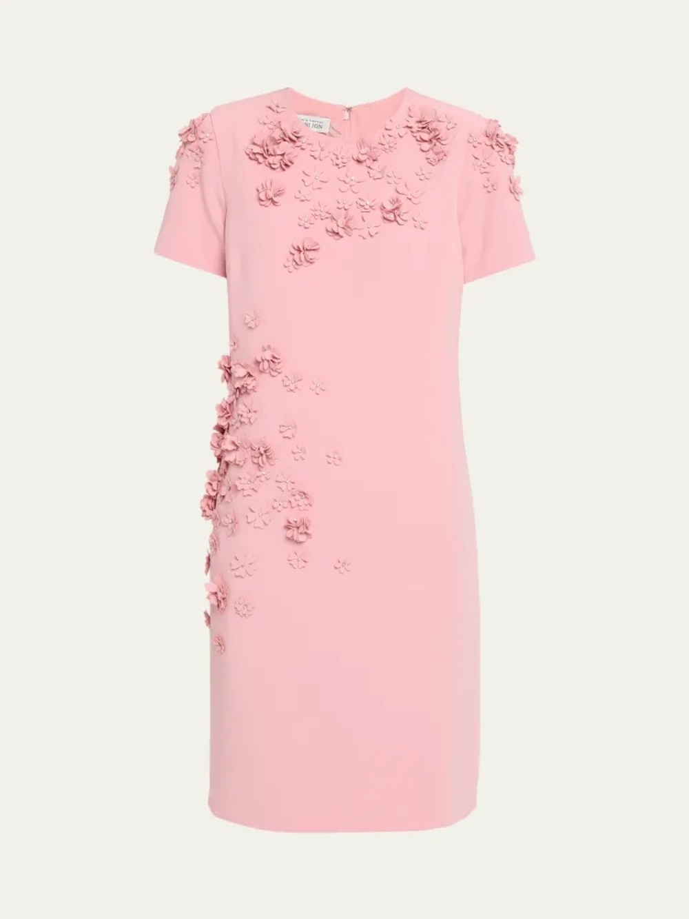 Rickie Freeman for Teri Jon Pink Floral Appliqué Crepe Shift Dress